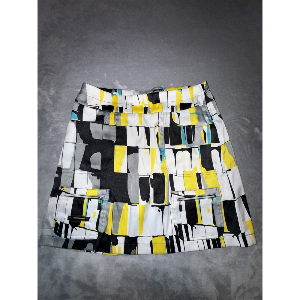 Jamie Sadock Womens Abstract Print Golf Skort Yellow Black White  Size 12